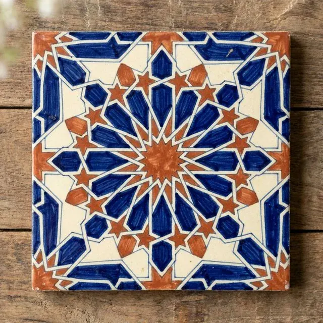 Indo-Goan Star Geometric Pattern Ceramic Tile