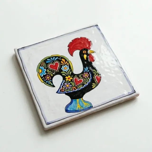 Galo de Barcelos Portuguese Rooster Good Luck Tile Goa
